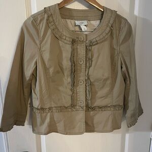 LOFT Tan Ruffle Trim Blazer